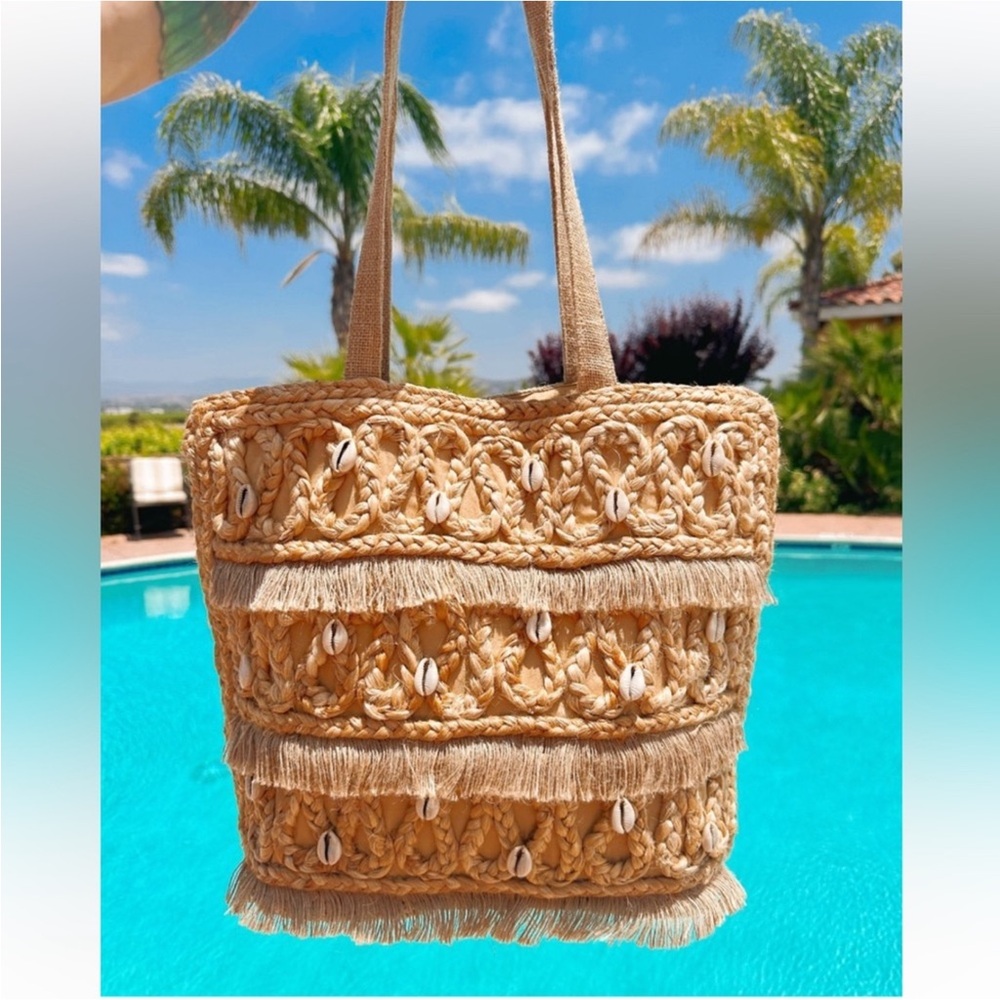 Salt + Umber Isla Jute Seashell Tote Bag Boho Coastal Chic NWT - Picture 4 of 17